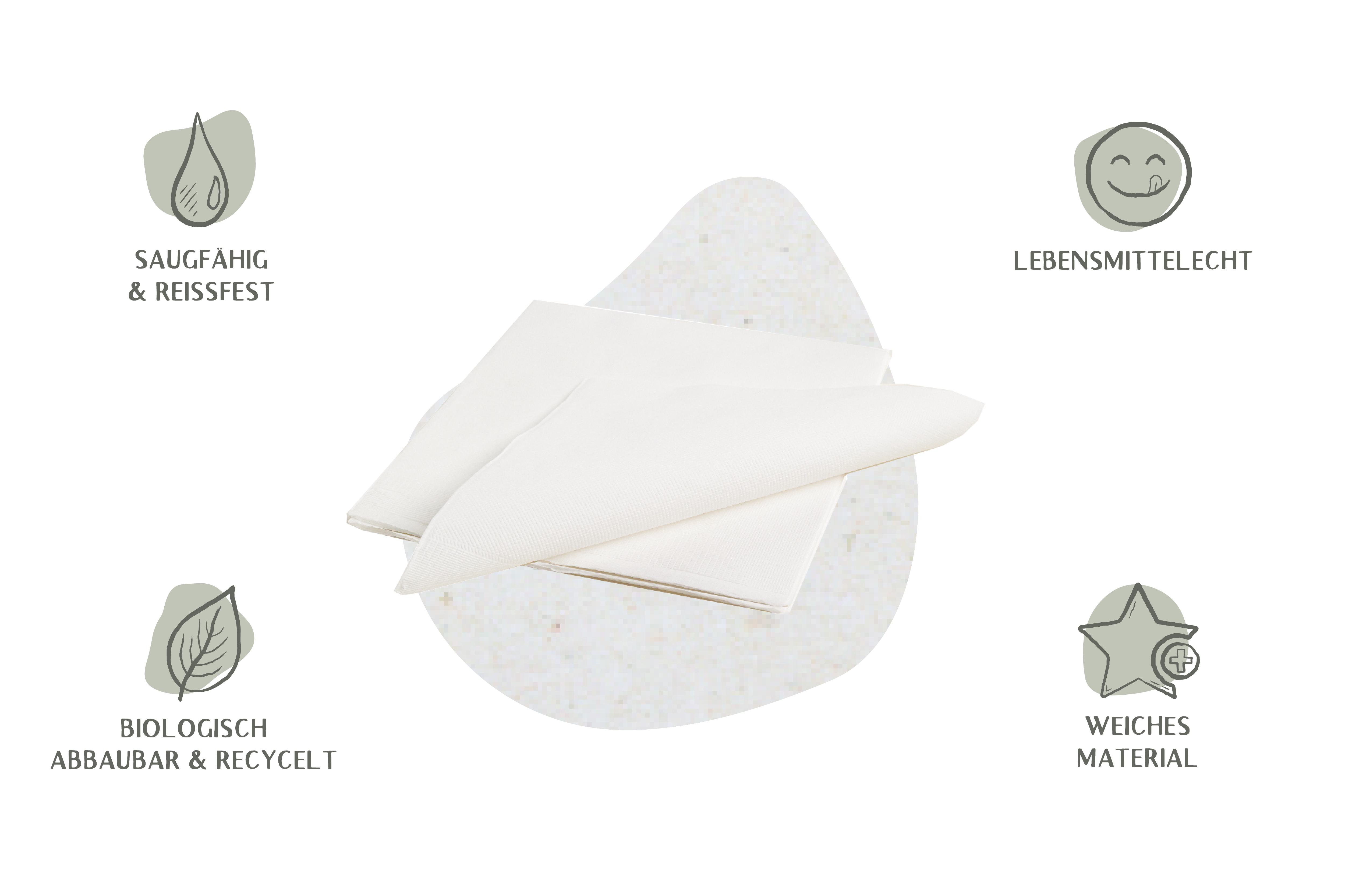 Serviette, Weiß, unbedruckt, 33x33cm, 1-lagig, 1/4 Falz (3.600er Karton)