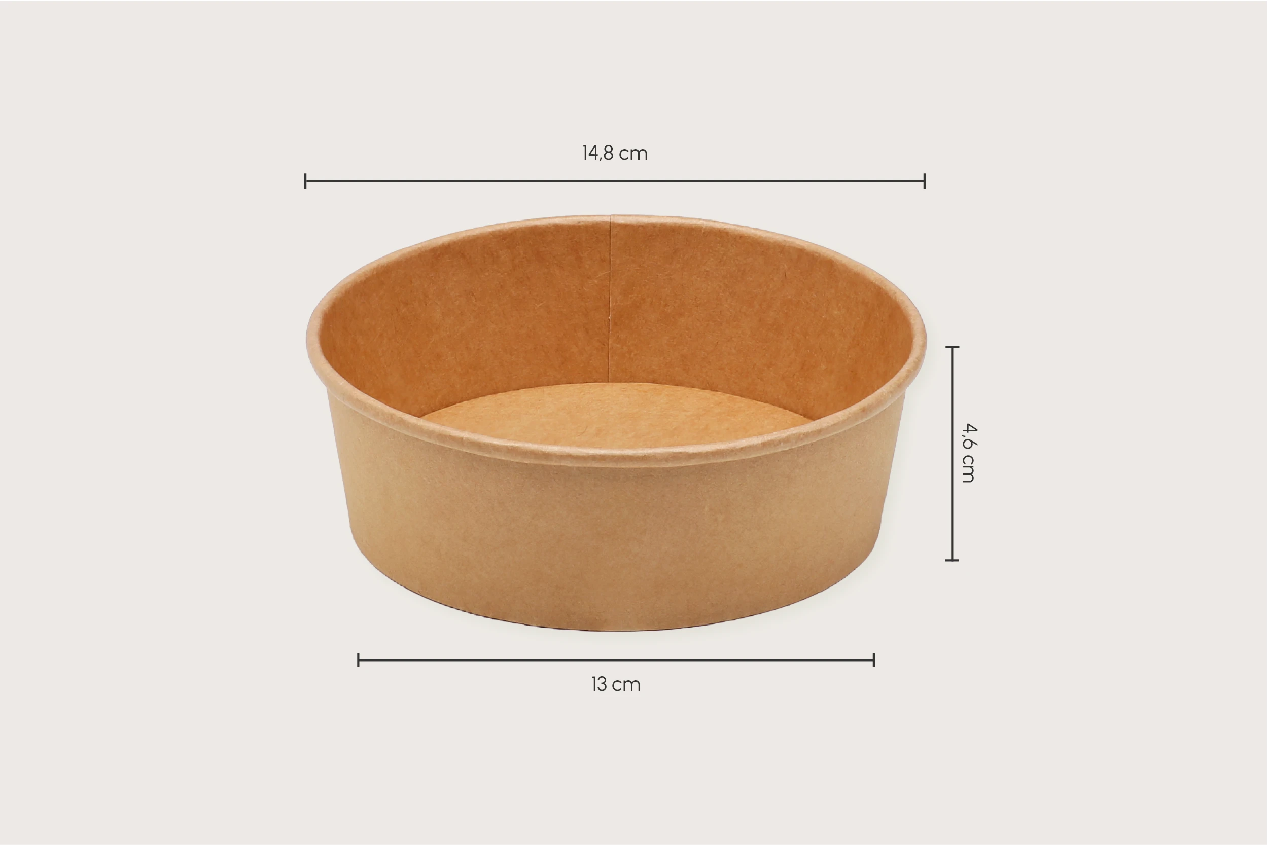 Papp-Salatschale GET GREEN, braun, rund, 500 ml, Ø oben 15 x Ø unten 12,7 x Höhe 5,2 cm, PE Beschichtung, matt (300er Karton)