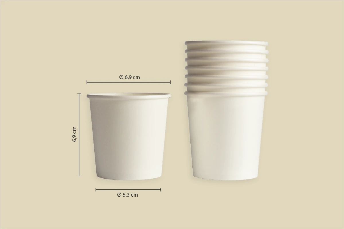 Papp-Eisbecher, weiß, unbedruckt, 160 ml, 6,9 x 5,3 x H 6,9 cm, Beidseitig PE-Beschichtung (1.000er Karton)