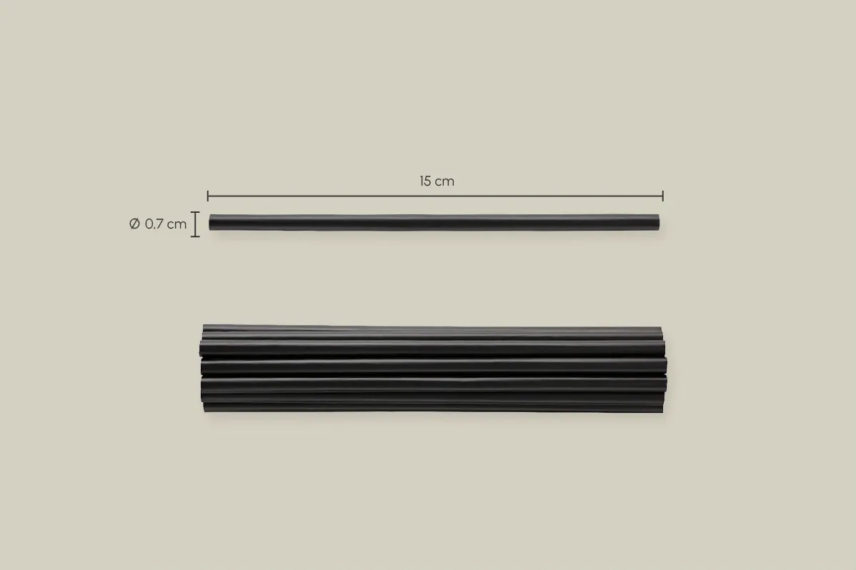 Mehrweg-Trinkhalm, schwarz, Ø 0,7 x H 15 cm, aus PS (7.000er Karton)