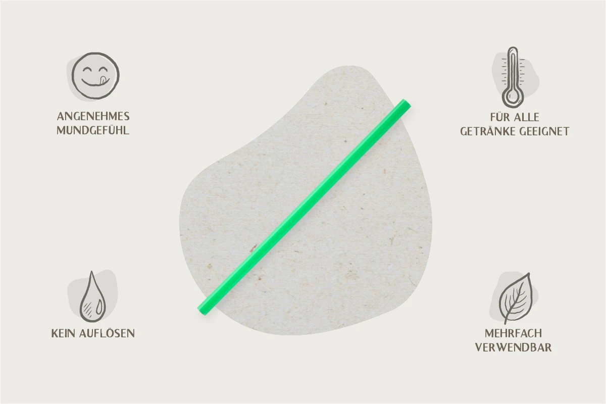 Mehrweg-Trinkhalm, grün, Ø 0,8 x H 24 cm, aus PP (5.000er Karton)