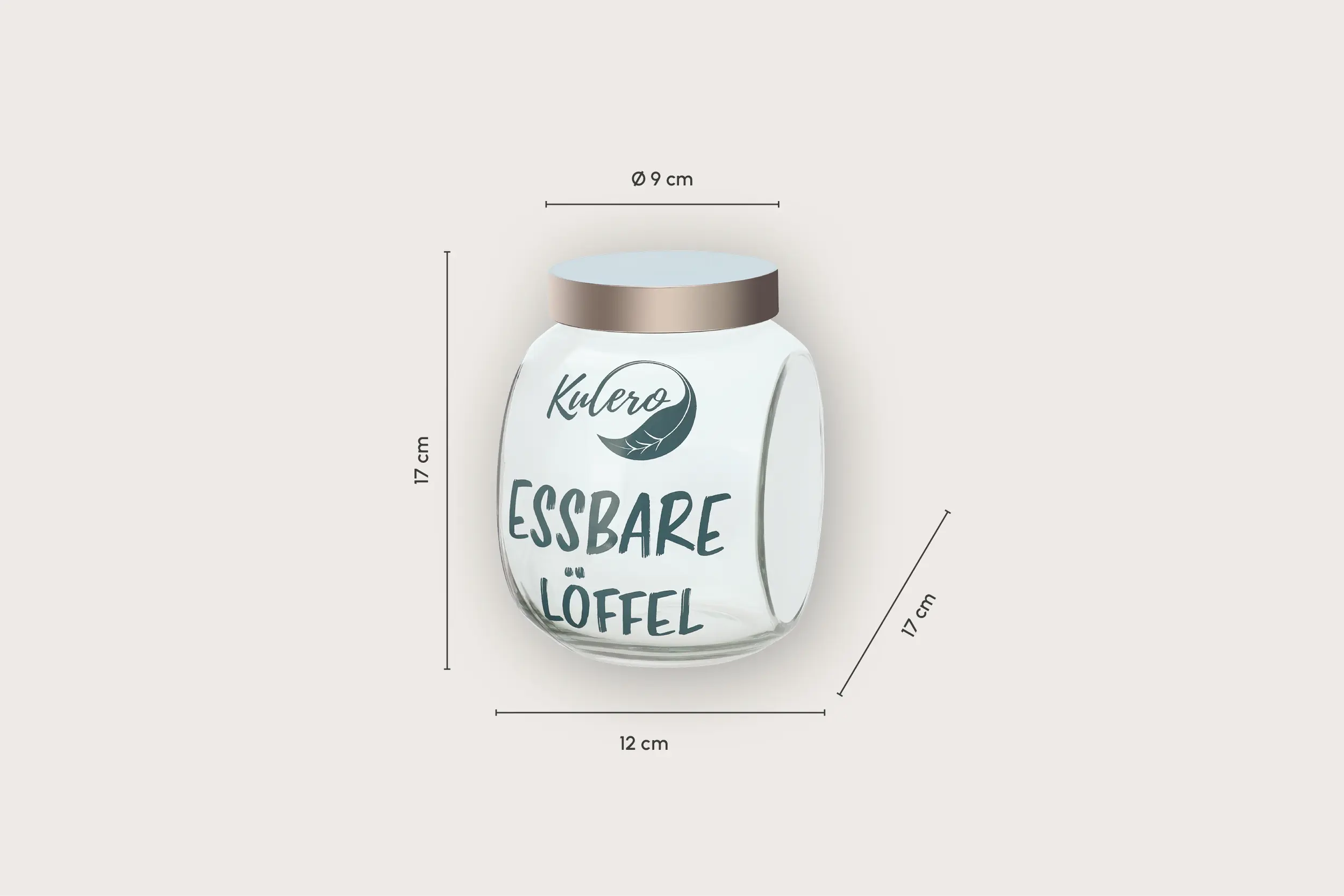Glas Behälter für Löffel mit Kulero Branding & Verschluss