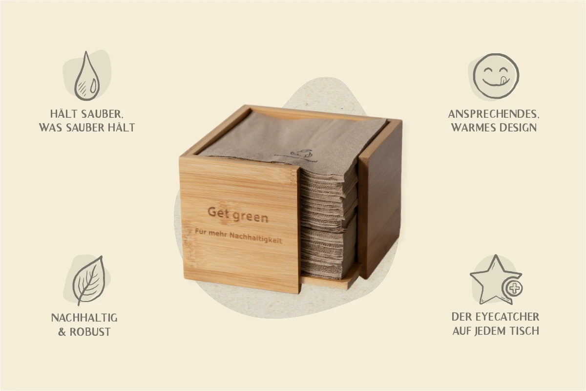 Serviettenspender aus Bambus, L 14 cm x B 14 cm x H 10 cm