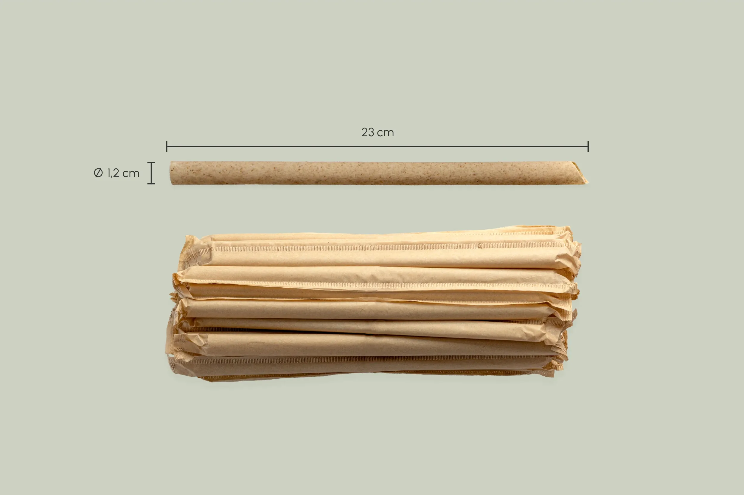 Mehrweg-Trinkhalm, natur, Ø 1,2 x H 23 cm, aus Pflanzenfasern, einzeln verpackt (1.600er Karton)