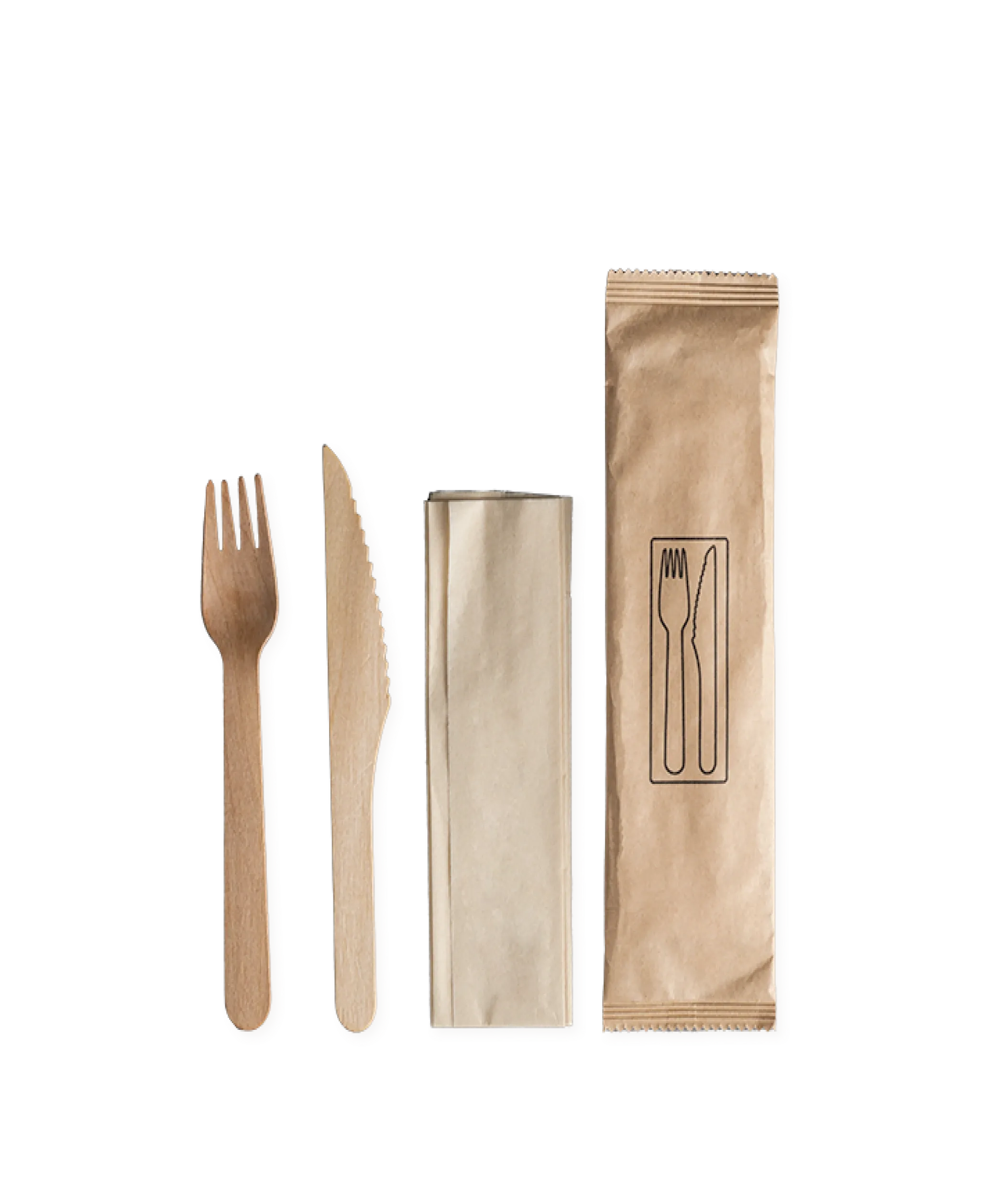 HOLZBESTECK-SET | GABEL MESSER & SERVIETTE