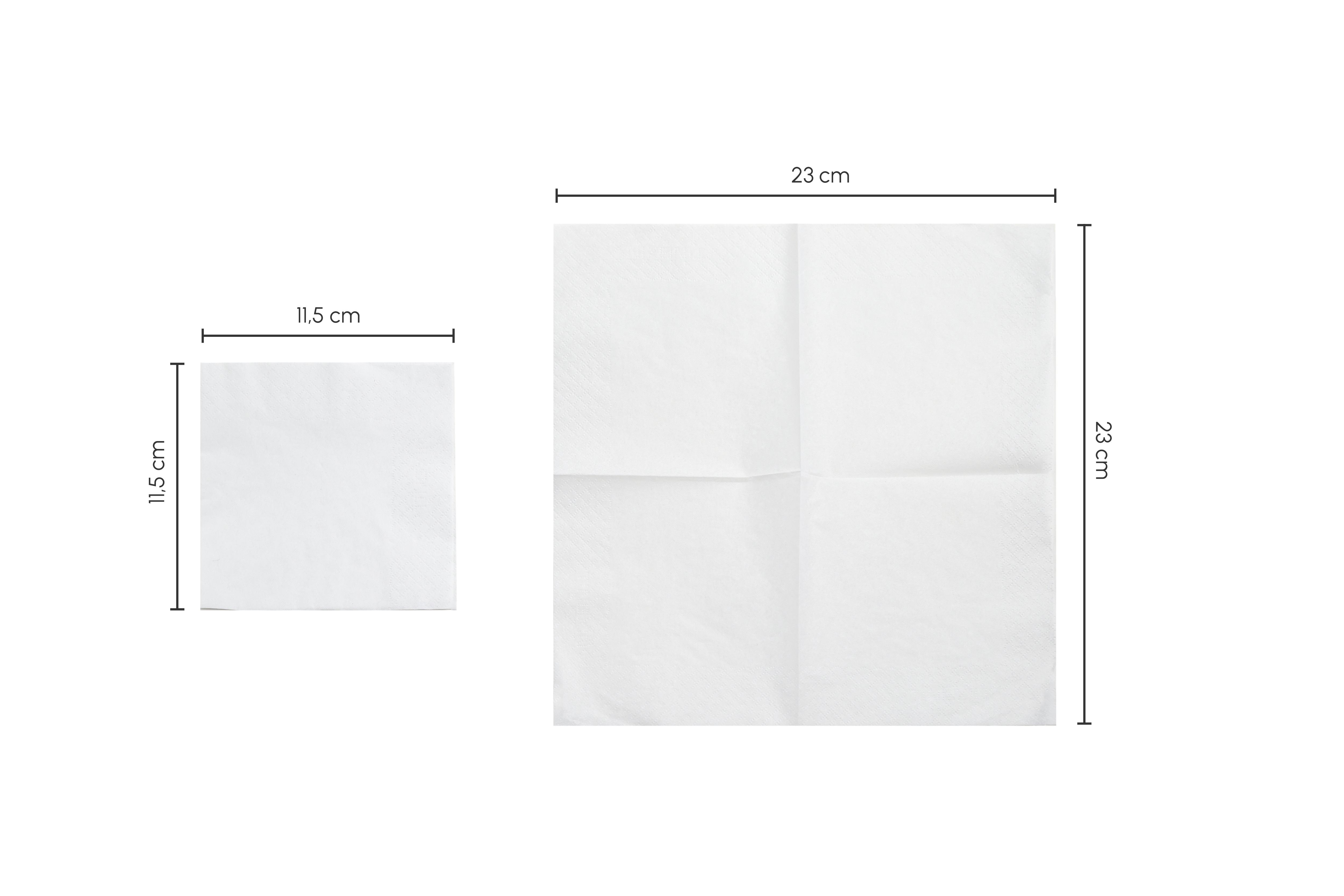 Serviette, weiß, L 23 x B 23 cm, gefaltet: L 11,5 x B 11,5 cm, 1-lagig, 1/4-Falz (6.000er Karton)