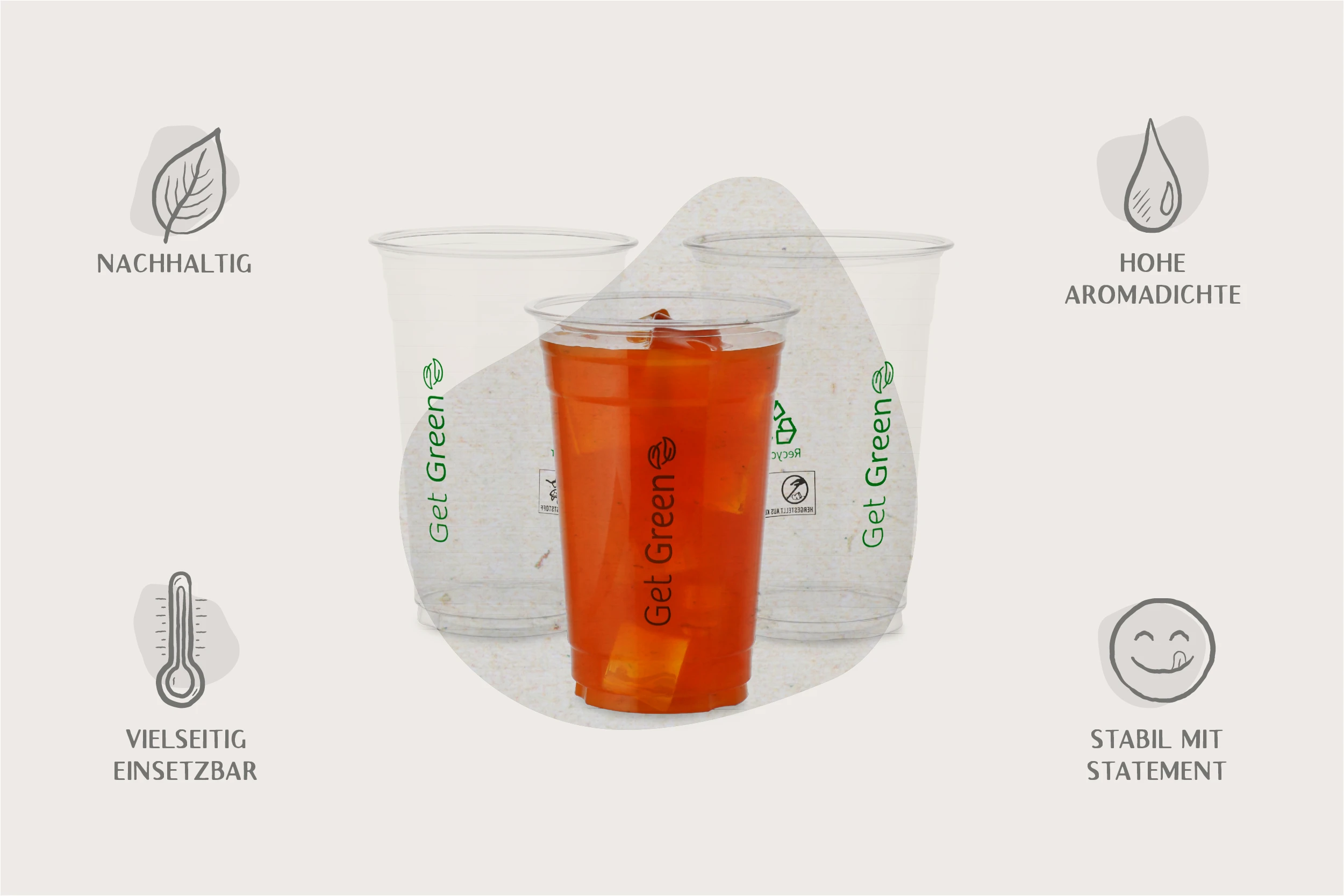 PET-Trinkbecher GET GREEN, transparent, 500 ml, Ø oben 9,5 x Ø unten 6 x Höhe 13,7 cm (1.000er Karton)