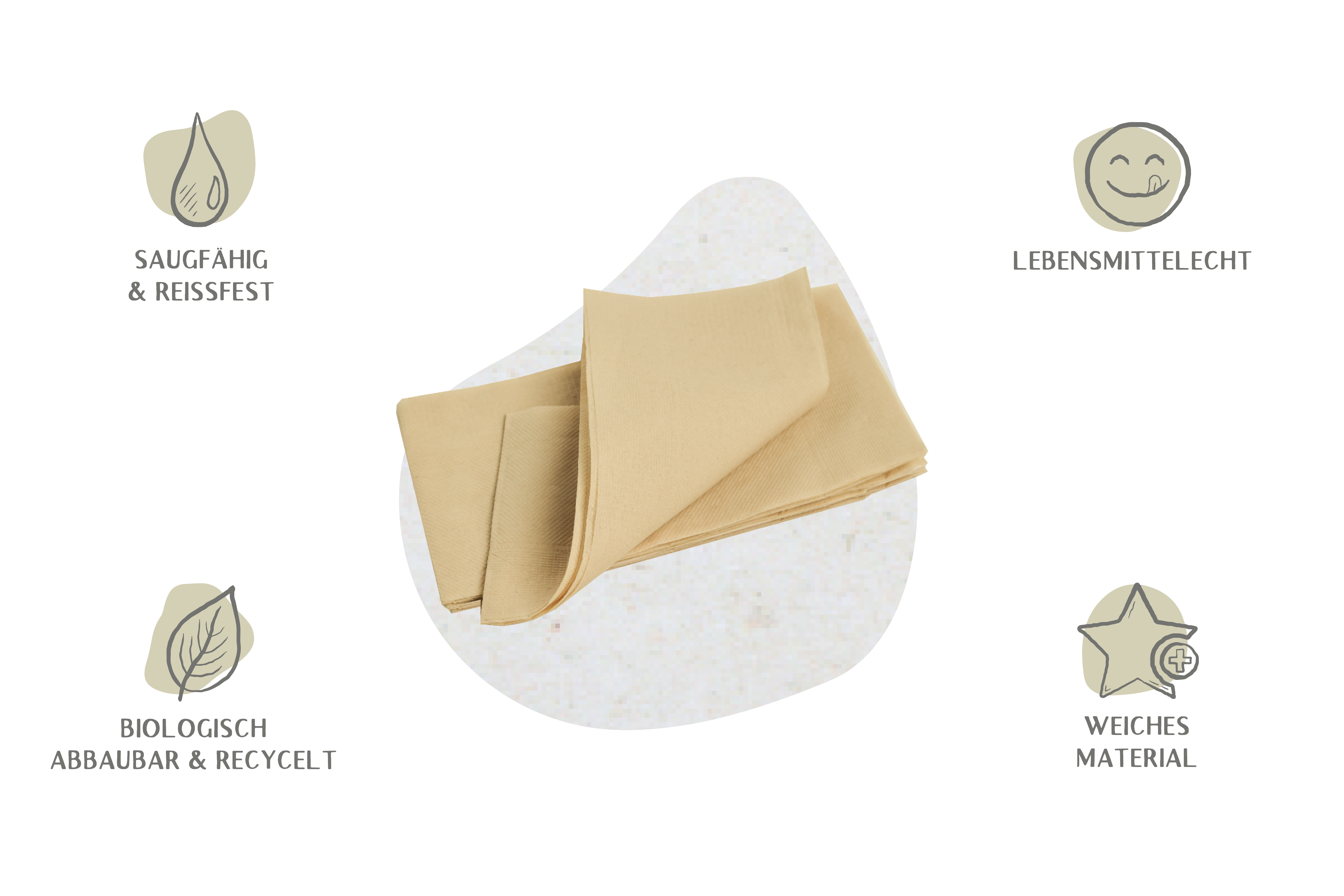 Serviette 33 x 33 cm, Beige, unbedruckt, 1-lagig, 1/8 Falz (2.400er Karton) Serviette 33 x 33 cm, Beige, unbedruckt, 1-lagig, 1/8 Falz (2.400er Karton)