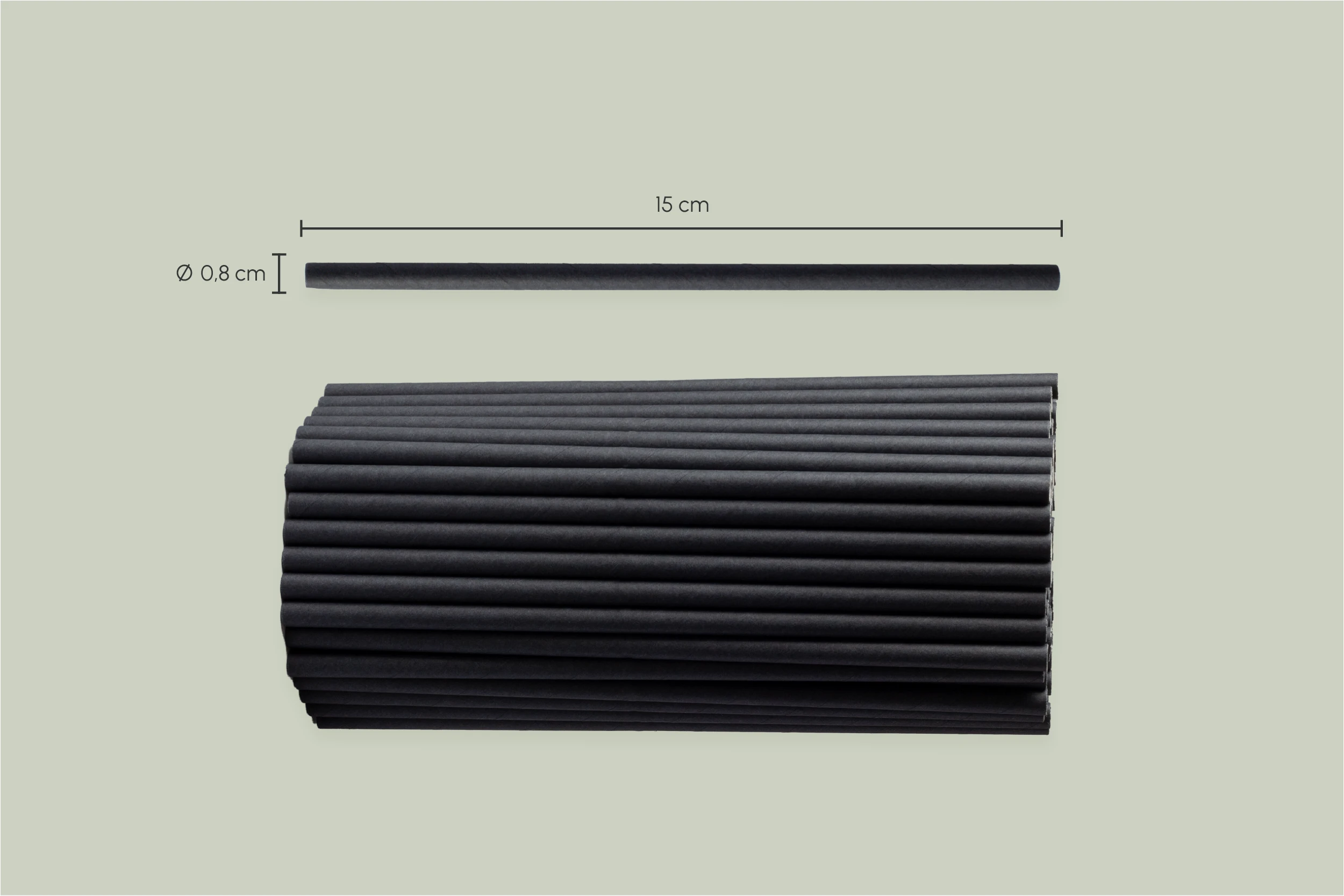Papp-Trinkhalm, schwarz, Ø 0,8 x H 15 cm, 3-lagig (5.000er Karton)