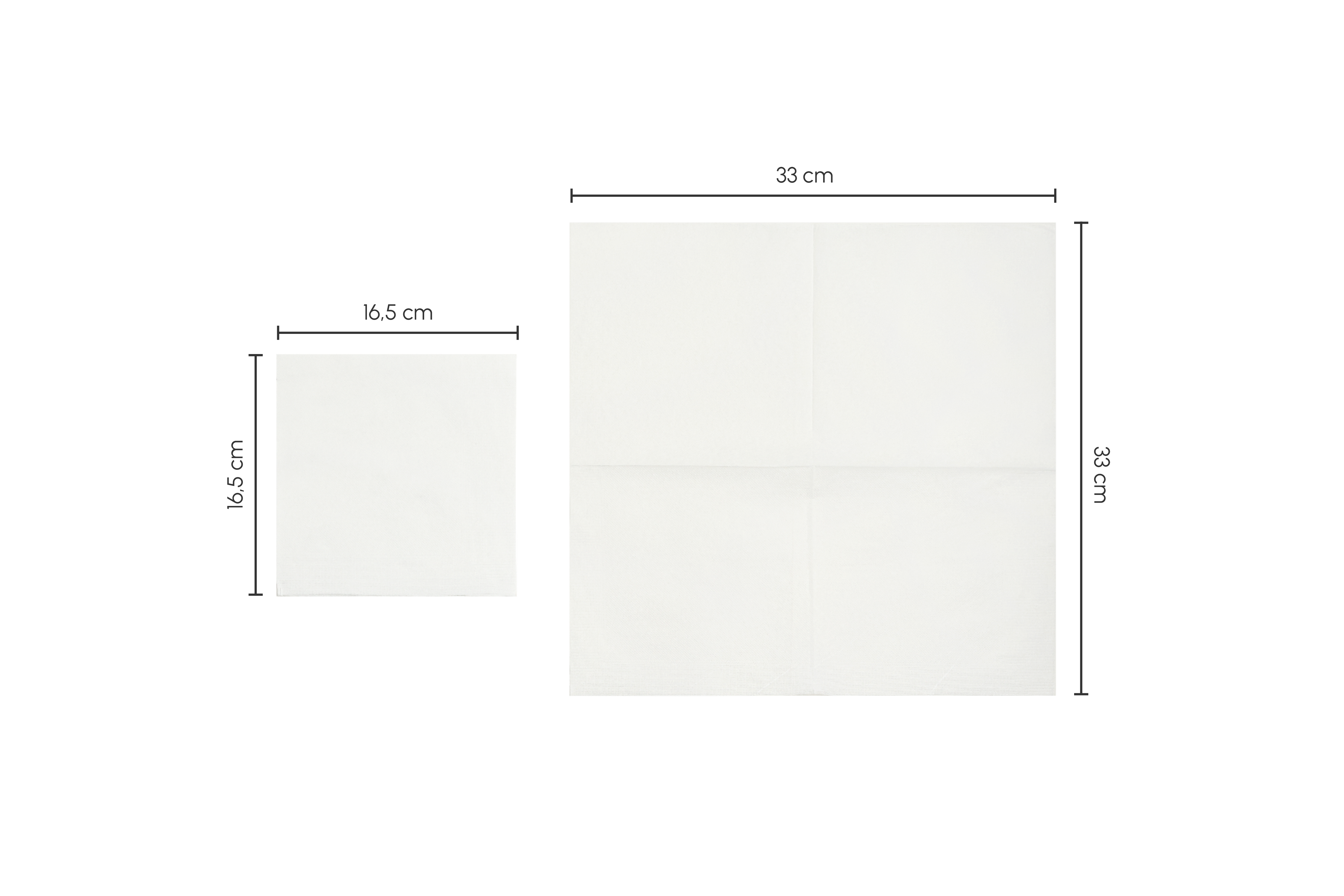 Serviette, Weiß, unbedruckt, 33x33cm, 1-lagig, 1/4 Falz (3.600er Karton)