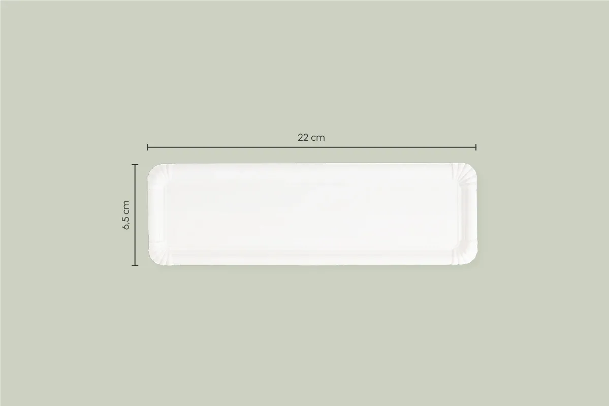 Papp-Teller, weiß, eckig, L 6,5 x B 22 cm (3.000er Karton)