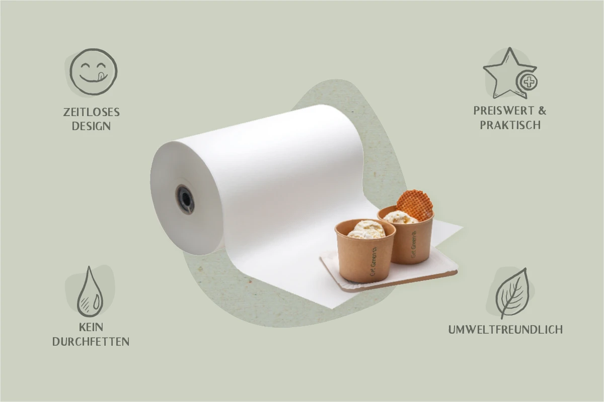 Einschlagpapier, Pergamentersatz, Breite 30 cm Rolle, weiß (9 KG)