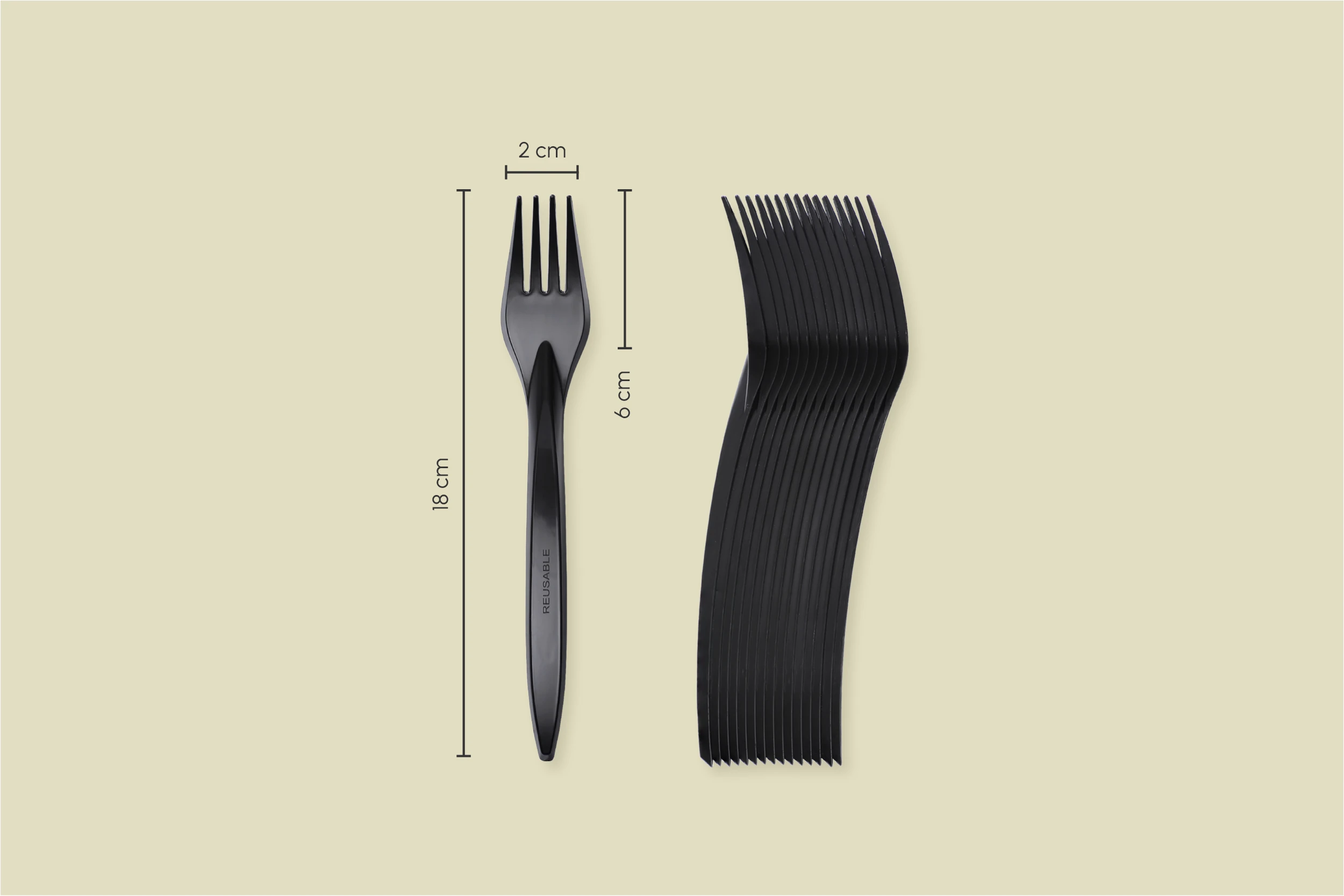 Mehrweg-Gabel, schwarz, 18 cm, aus PS (2.000erKarton)