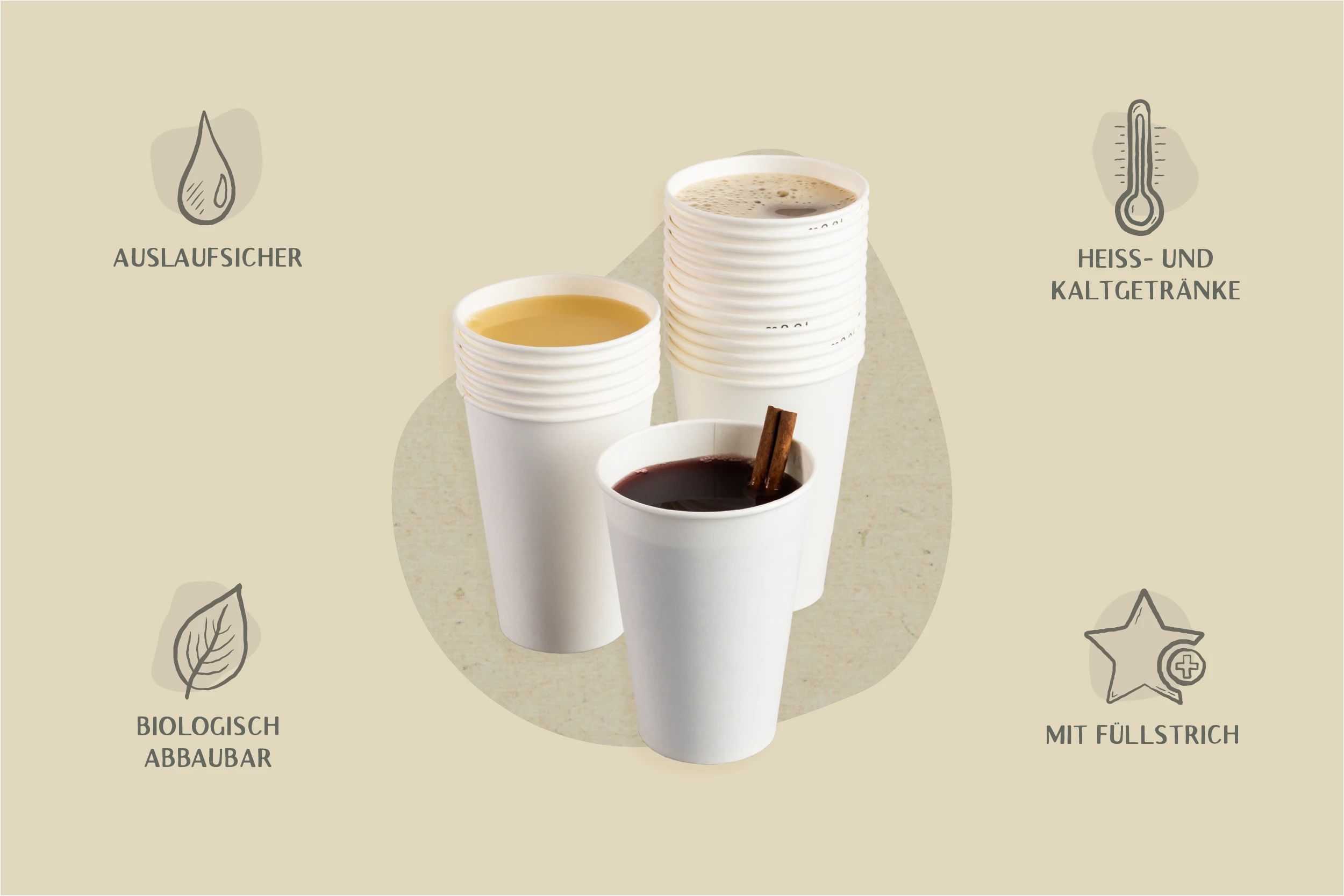 Papp-Trinkbecher für Kalt- & Heißgetränke, weiß, 200 ml, Ø oben 7 x Ø unten 4,5 x Höhe 9,5 cm, 1-wandig (2.500er Karton)