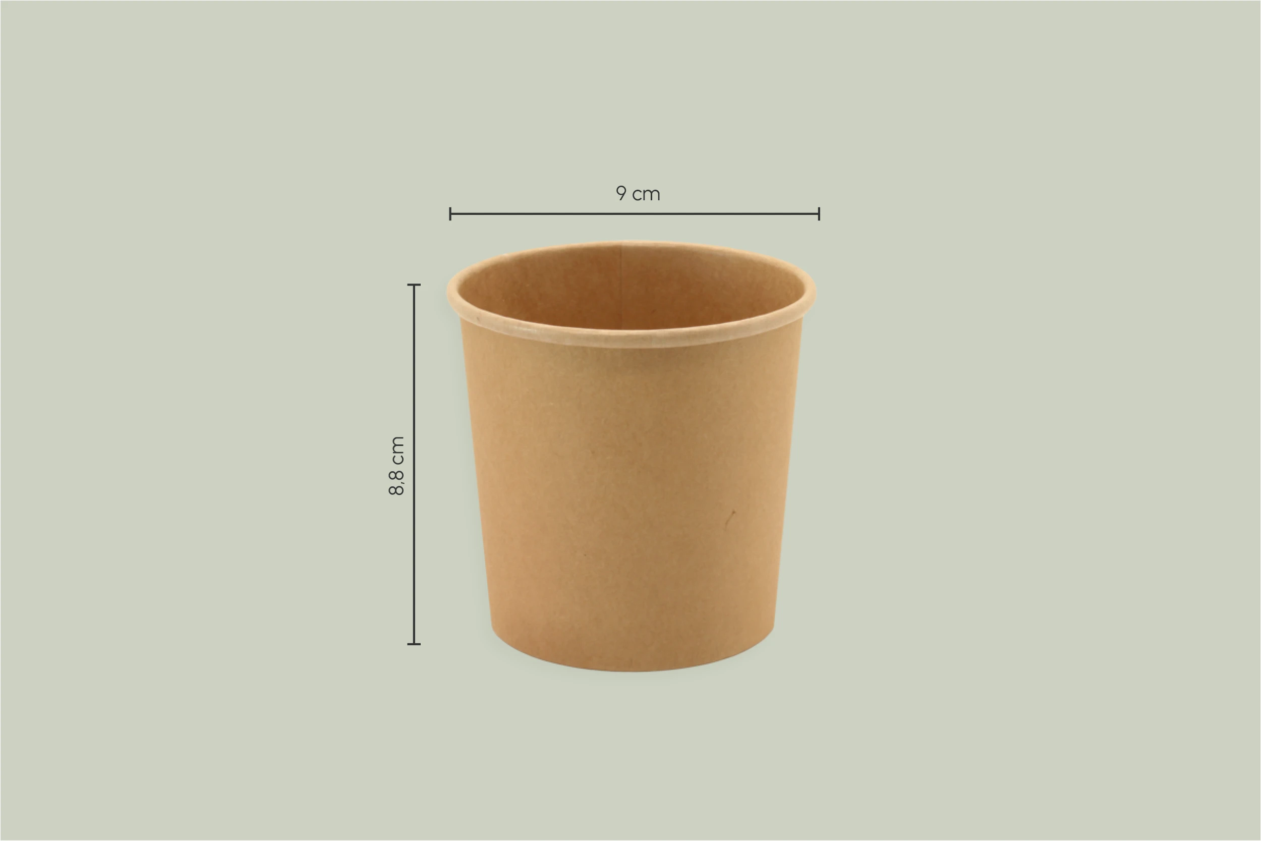Papp-Suppenbecher braun, 360 ml, Ø oben 9 x Ø unten 7 x Höhe 8,8 cm (500er Karton)
