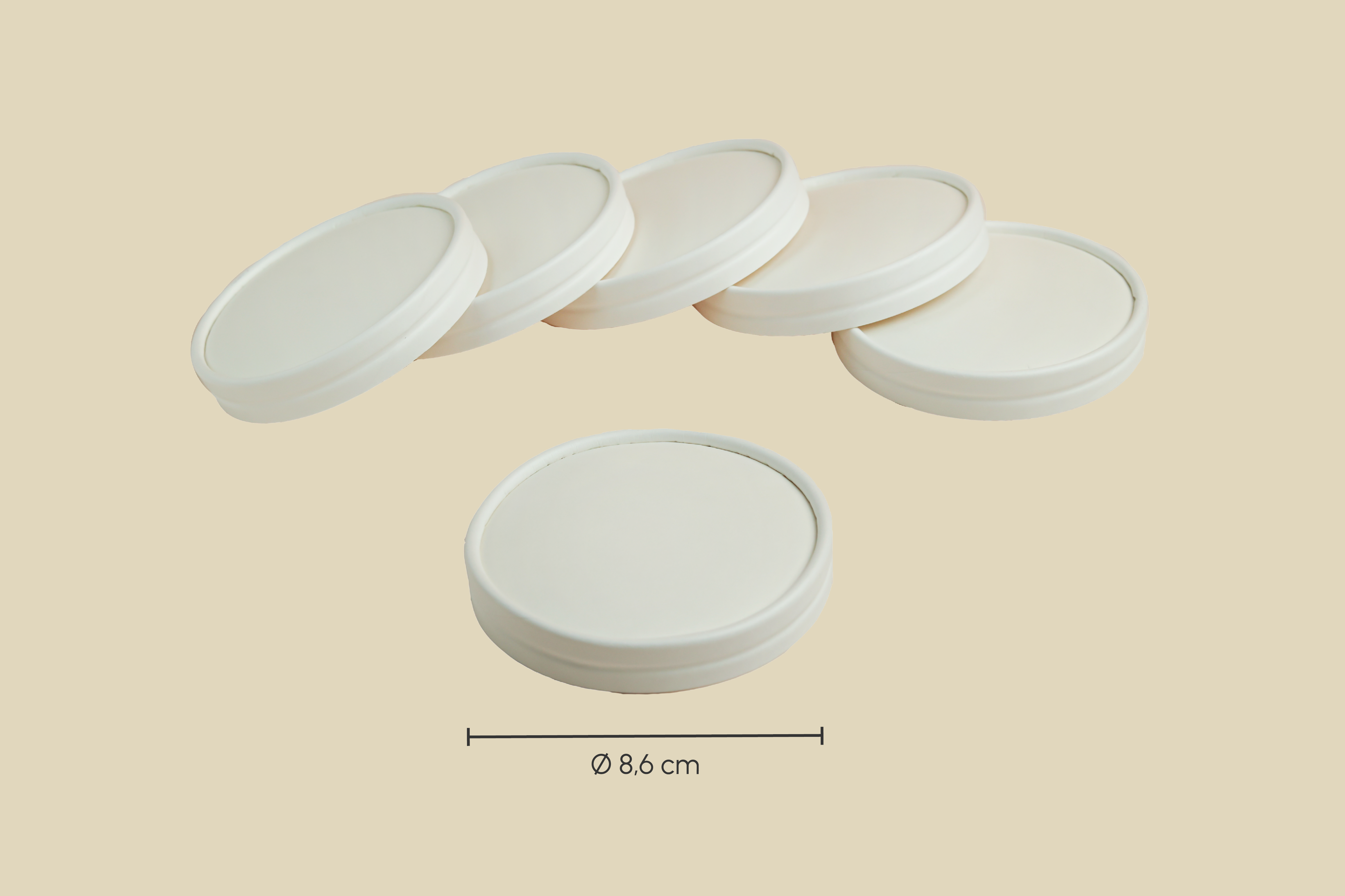 Papp-Deckel, weiß, Ø8,6cm, mit weißem Deckelrand, Beidseitig PE-Beschichtet, unbedruckt - passend für Genussbecher (1.000er Karton)