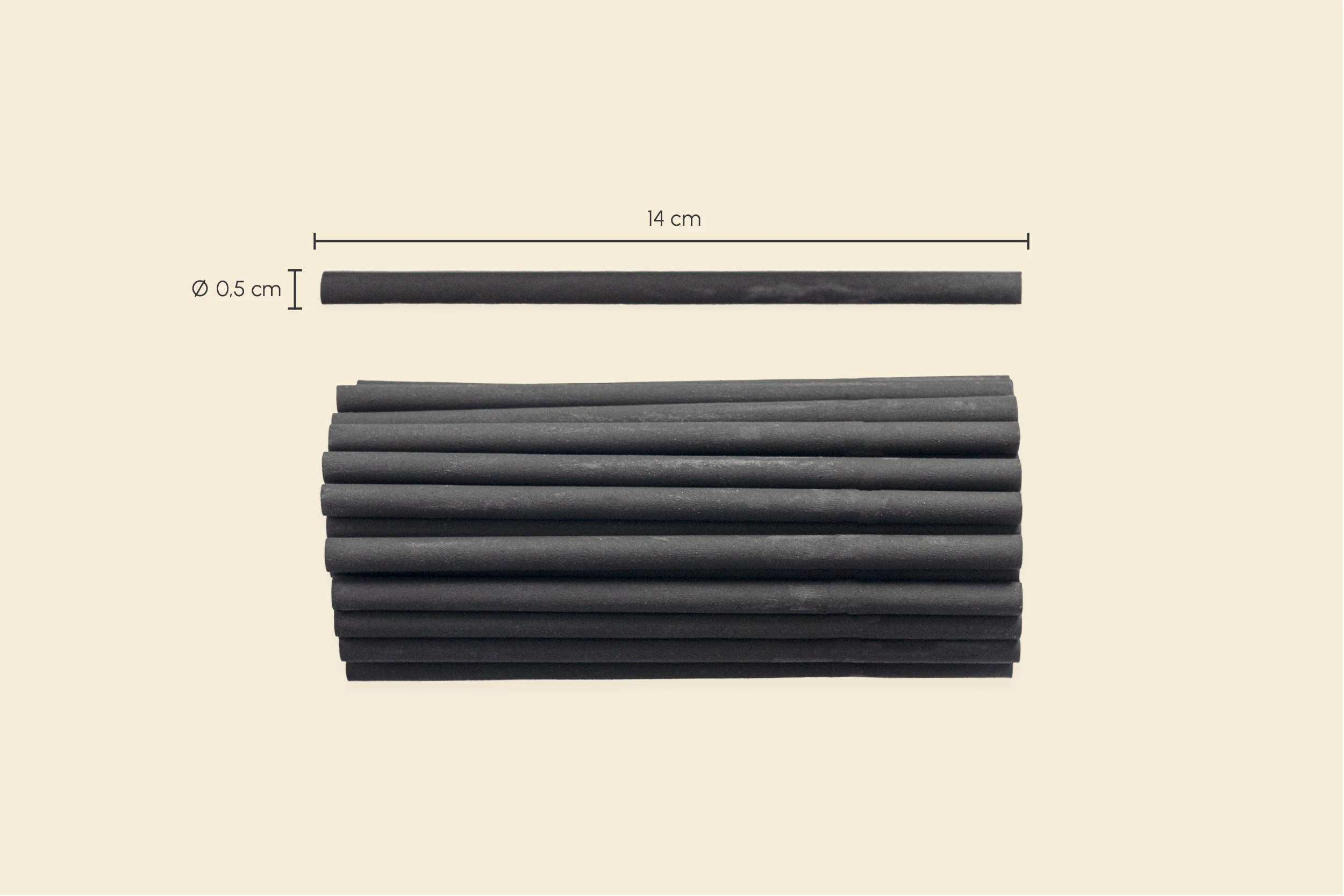 Mehrweg-Trinkhalm, schwarz, Ø 0,5 x H 14 cm, aus Pflanzenfasern (10.000er Karton)