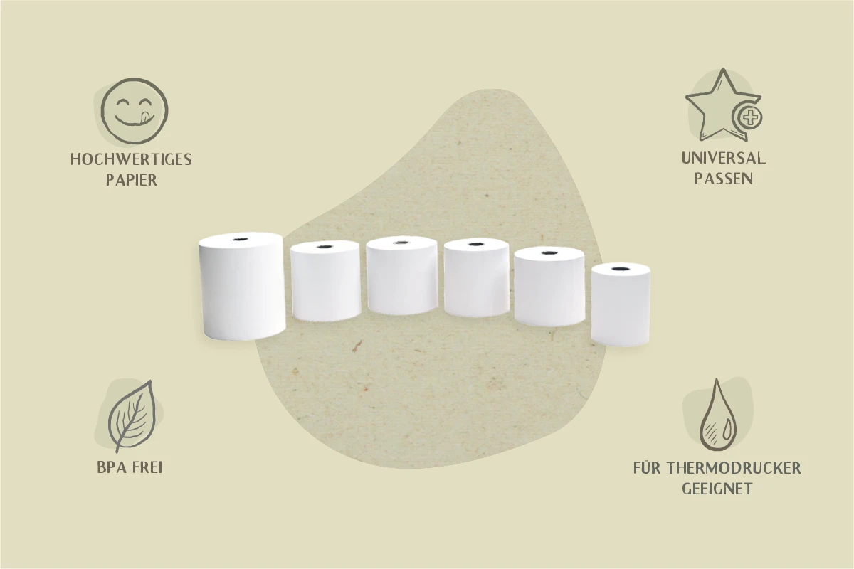 Thermo-Bonrollen, 4,4 cm (Ø Rolle) x 1,2 cm (Ø Kern) x 5,7 cm (Breite) x 25 m (Länge) (50er Karton)