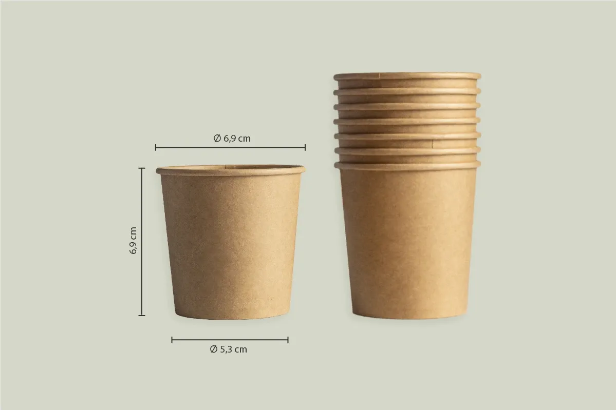Papp-Eisbecher, braun, 160 ml, 6,9 x 5,3 x H6,9cm, PE-Beschichtung, matt (1000er Karton)