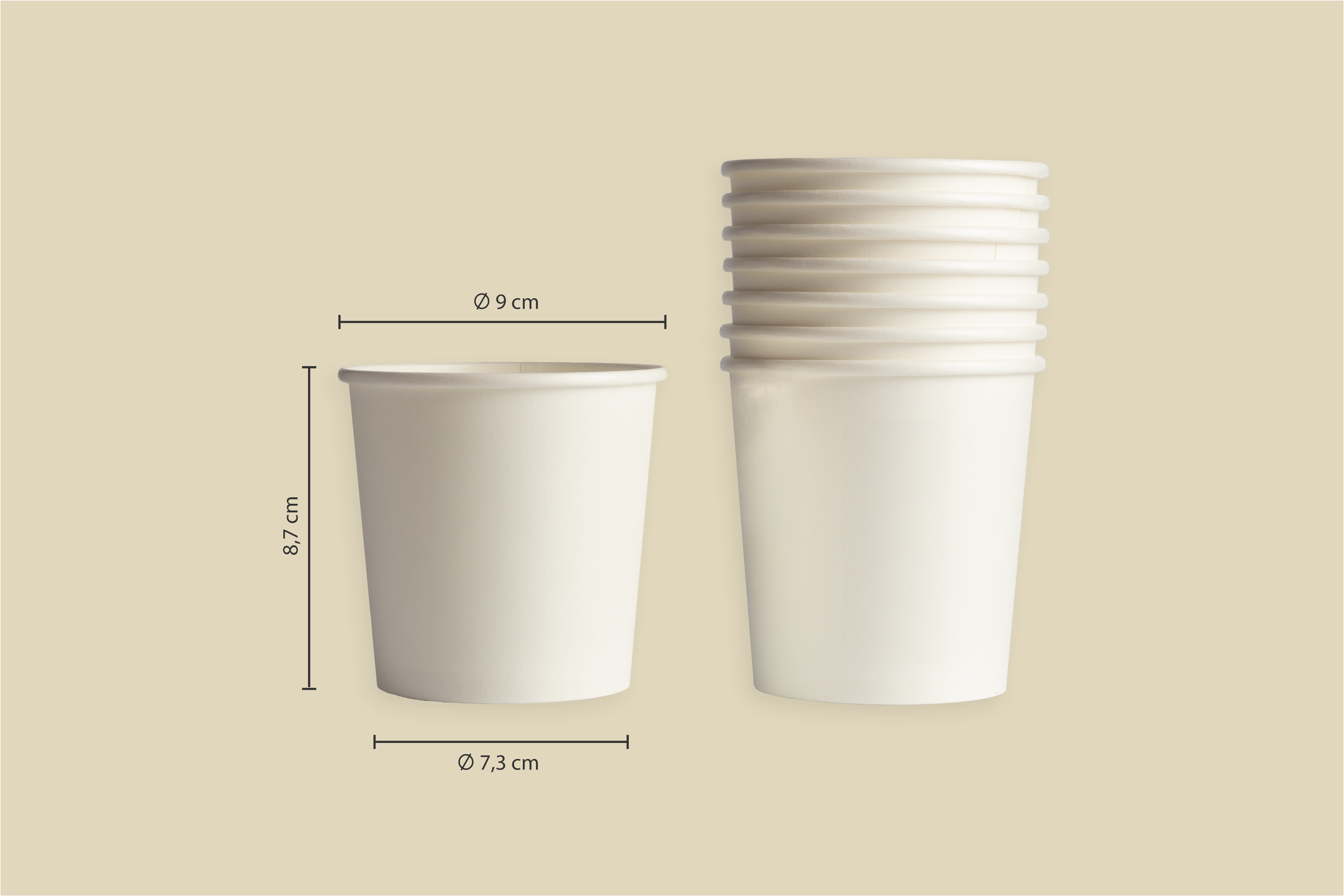 Papp-Eisbecher, unbedruckt, weiß, 330 ml, Ø oben 9 x Ø unten 7,3 x H 8,7 cm, Beidseitige PE-Beschichtung (1.000er Karton)
