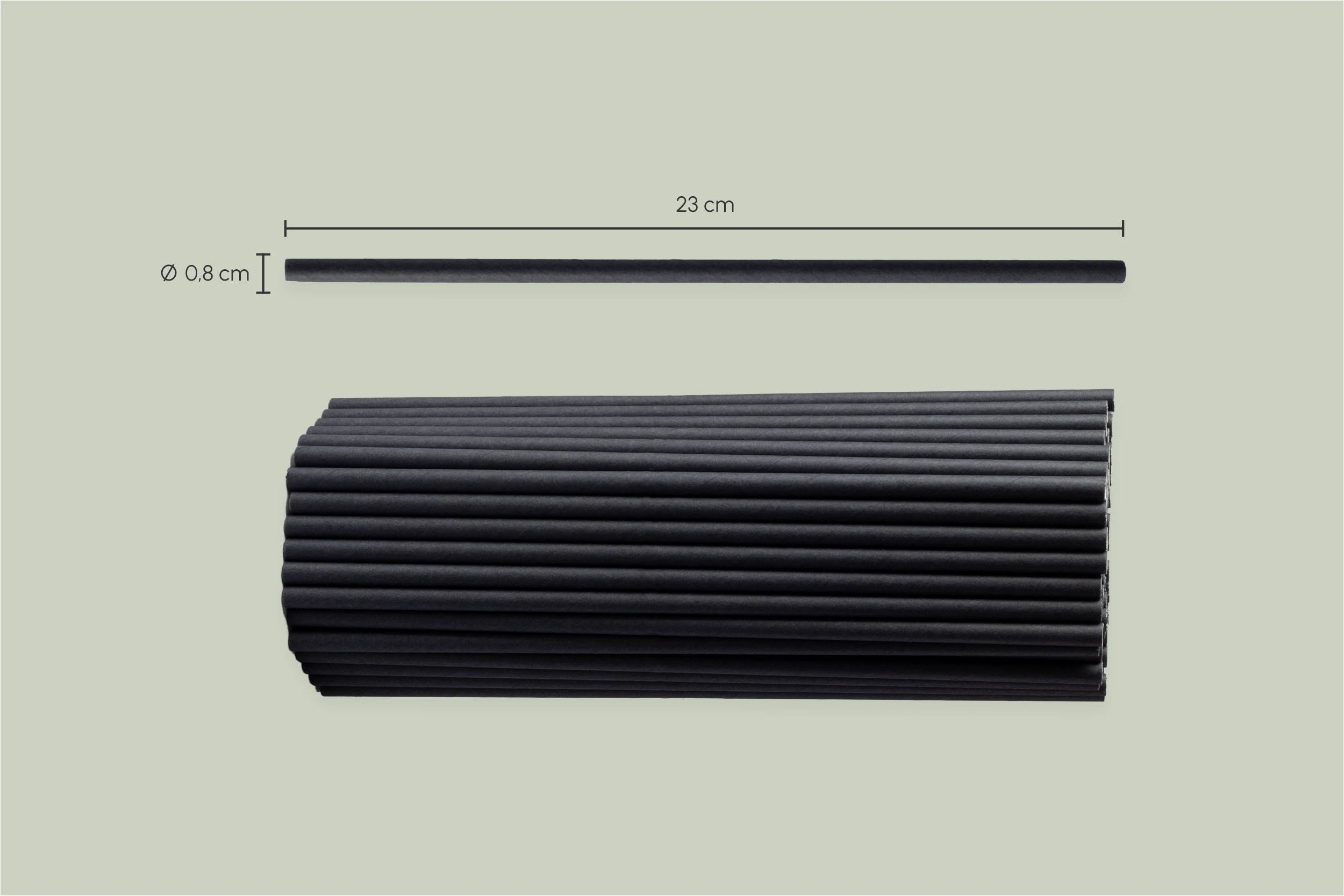 Papp-Trinkhalme, schwarz, Ø 0,8 x H 23 cm, 3-lagig (4.200er Karton)