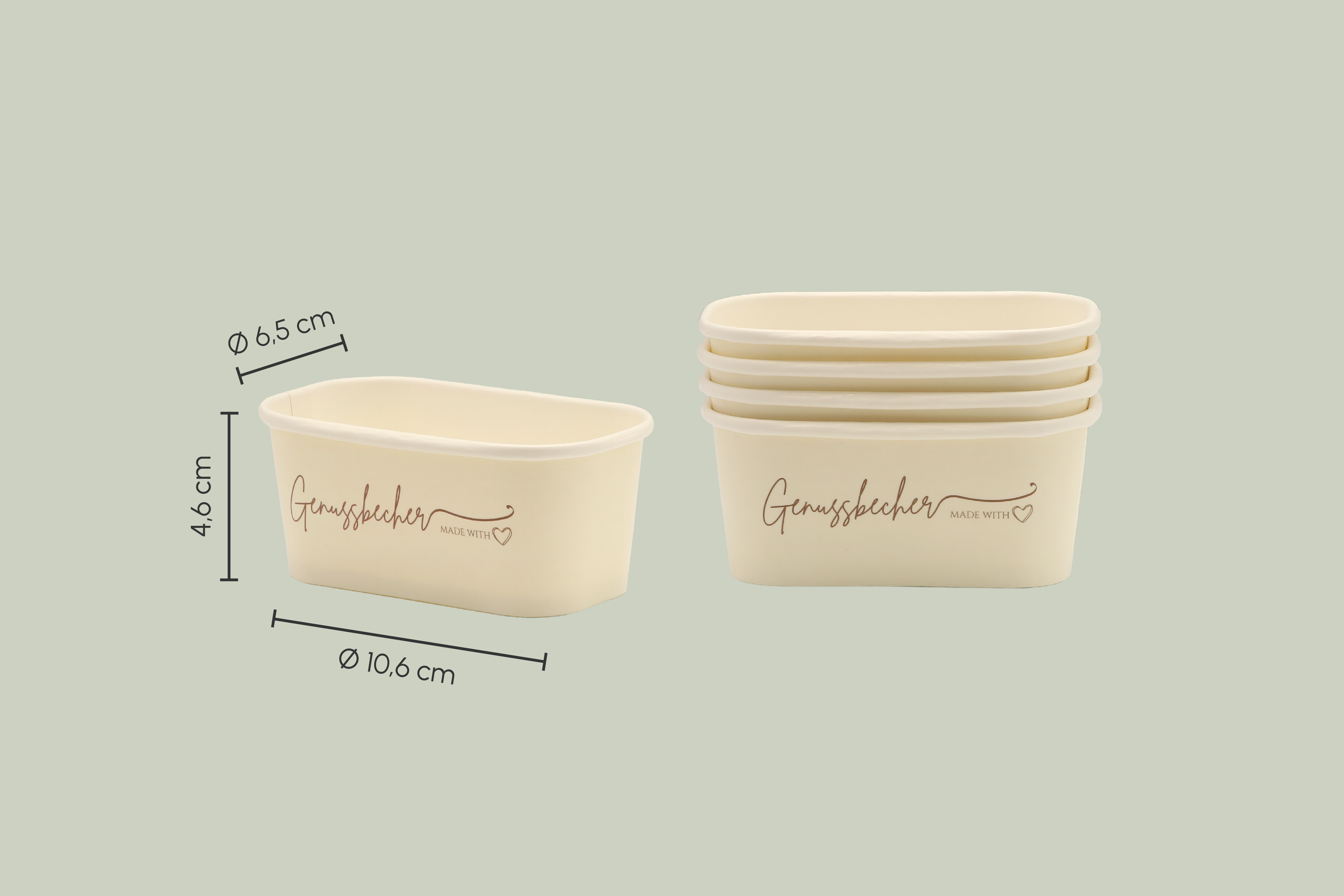 Papp-Becher Genussbecher, eckig, 180 ml, L 10,6x B 6,5 x H 4,6 cm, Beidseitige PE-Beschichtung (500er Karton)