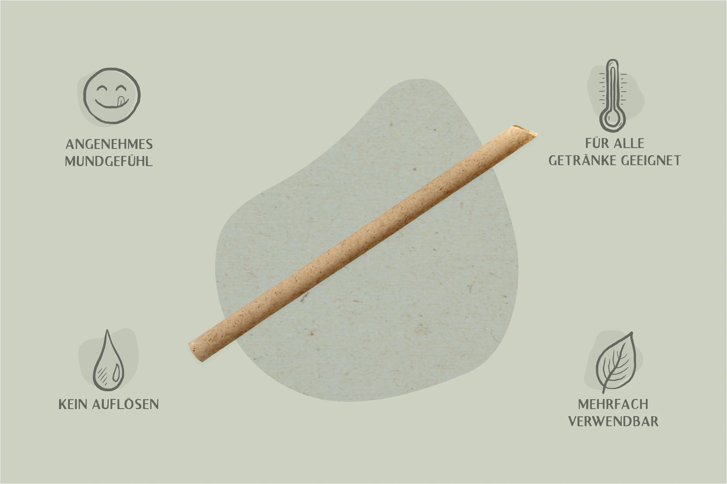 Mehrweg-Trinkhalm, natur, Ø 1,2 x H 23 cm, aus Pflanzenfasern, einzeln verpackt (1.600er Karton)
