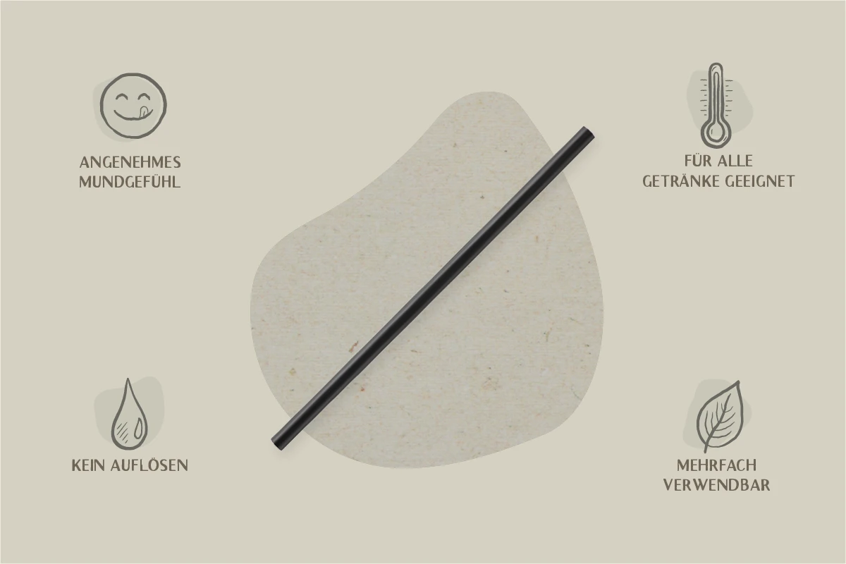 Mehrweg-Trinkhalm, schwarz, Ø 0,7 x H 15 cm, aus PS (7.000er Karton)