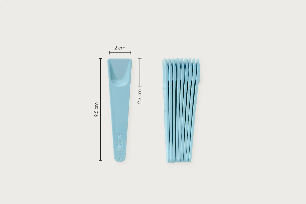 Mehrweg-Eislöffel, baby-blau, 9,5 cm, aus PS (2.300er Karton)