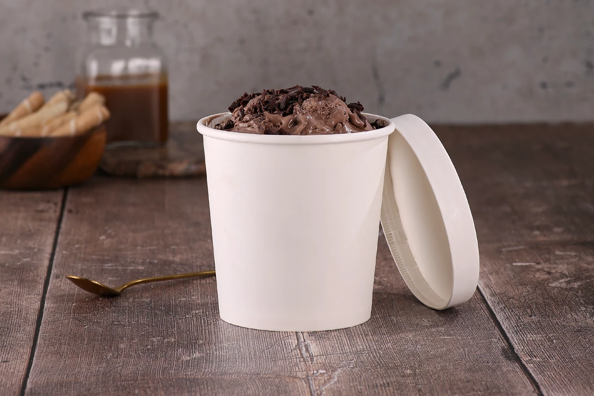 Papp-Eisbecher, weiß, unbedruckt, 160 ml, 6,9 x 5,3 x H 6,9 cm, Beidseitig PE-Beschichtung (1.000er Karton)