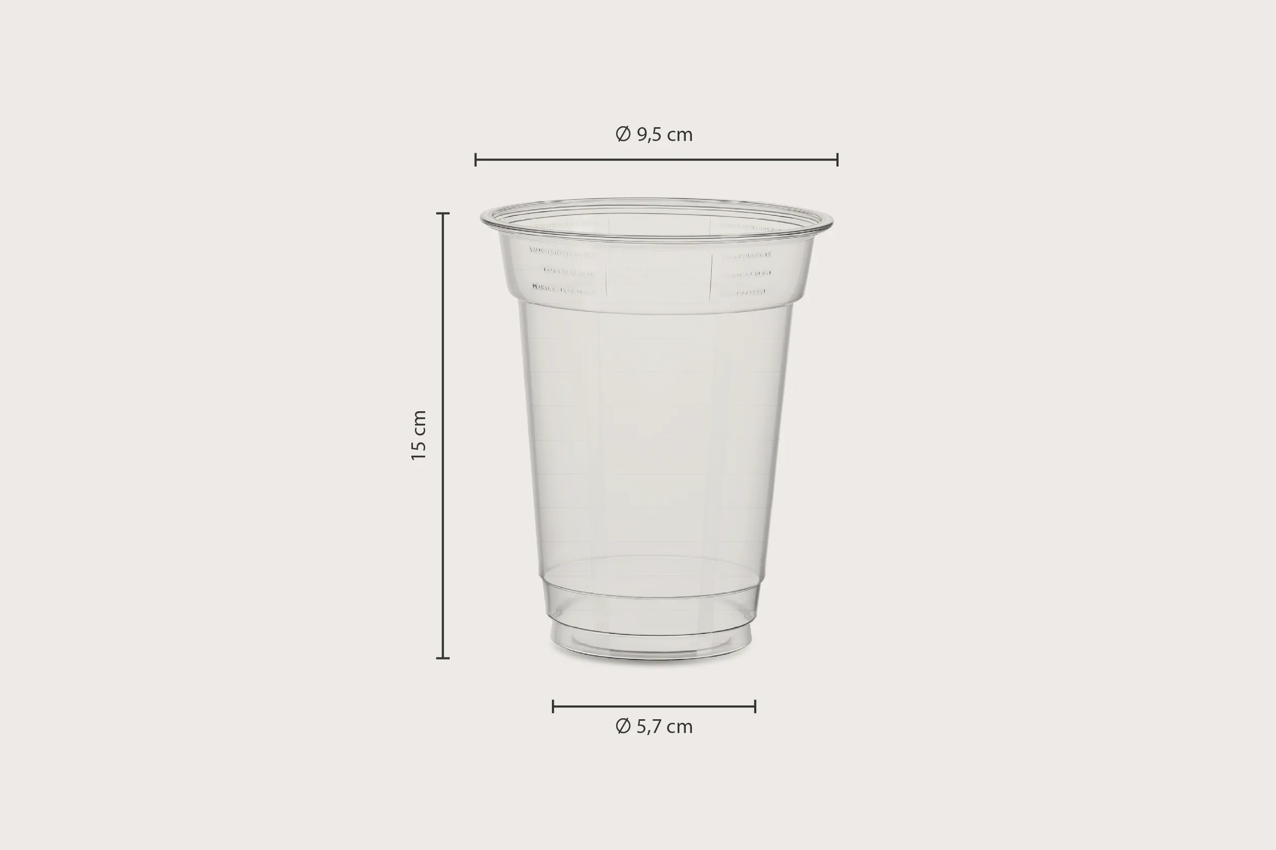 R-PET-Trinkbecher, transparent, 500 ml, Ø oben 9,5 x Ø unten 5,7 x Höhe 15 cm (800er Karton)