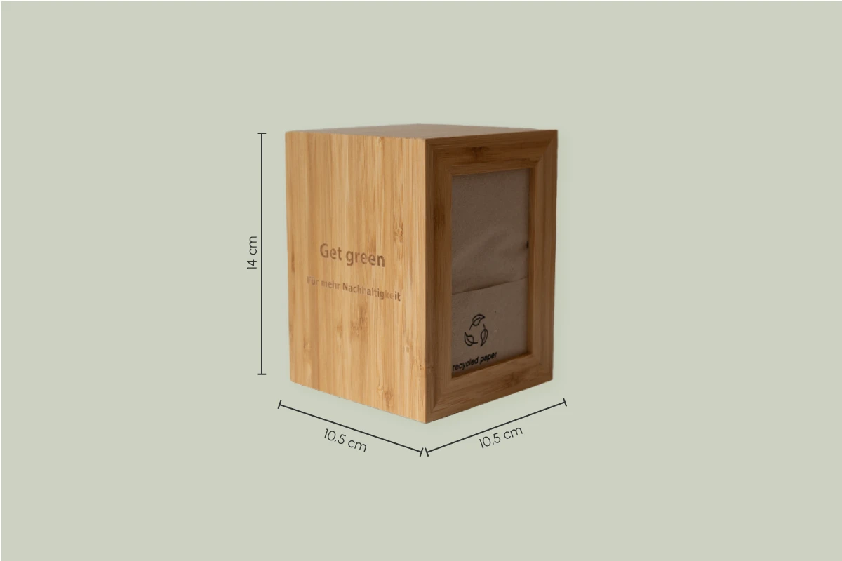 Serviettenspender aus Bambus, L 10,5 cm x B 10,5 cm x H 14 cm