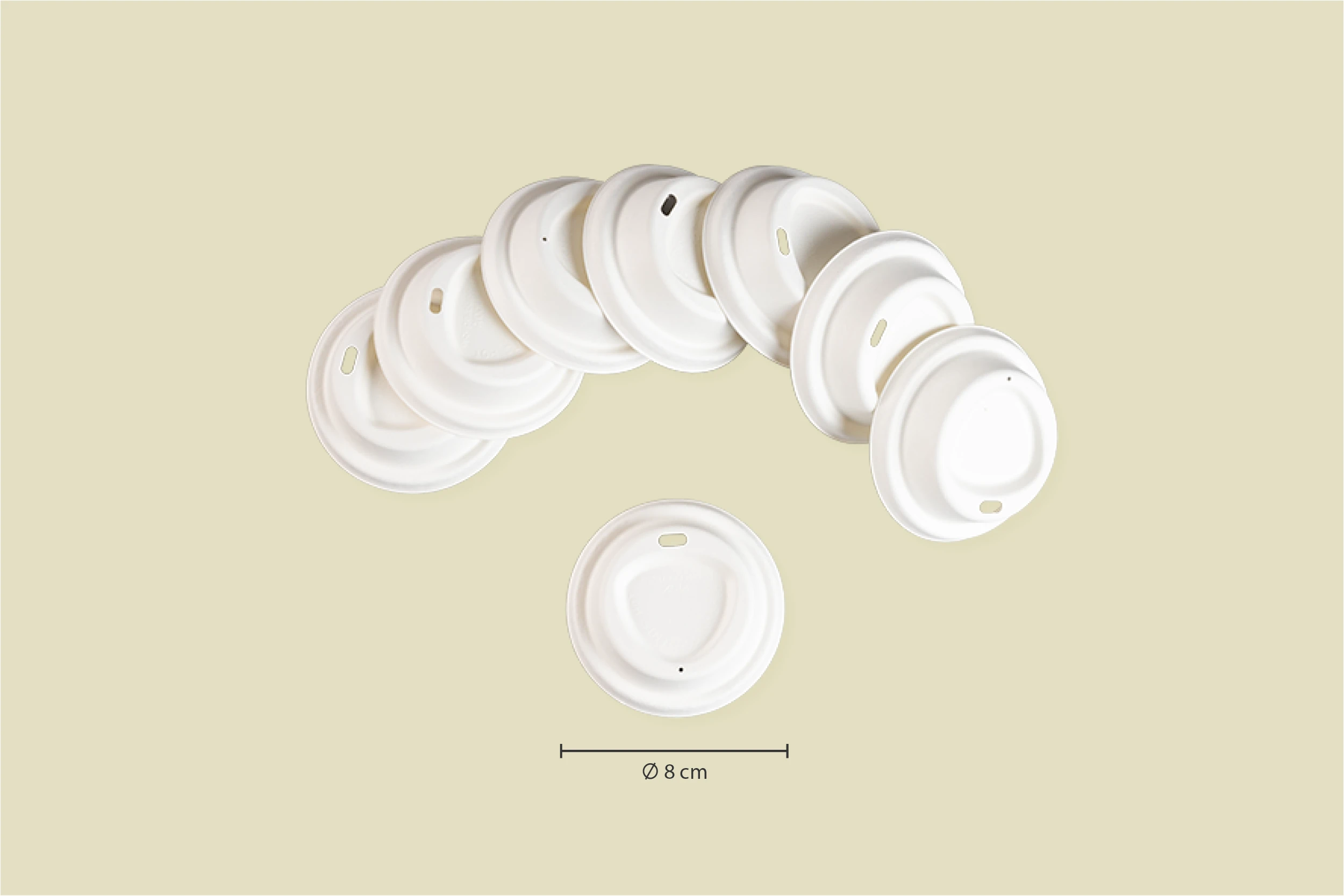 Bagasse-Deckel, weiß, rund, Ø 8 cm (1.000er Karton)